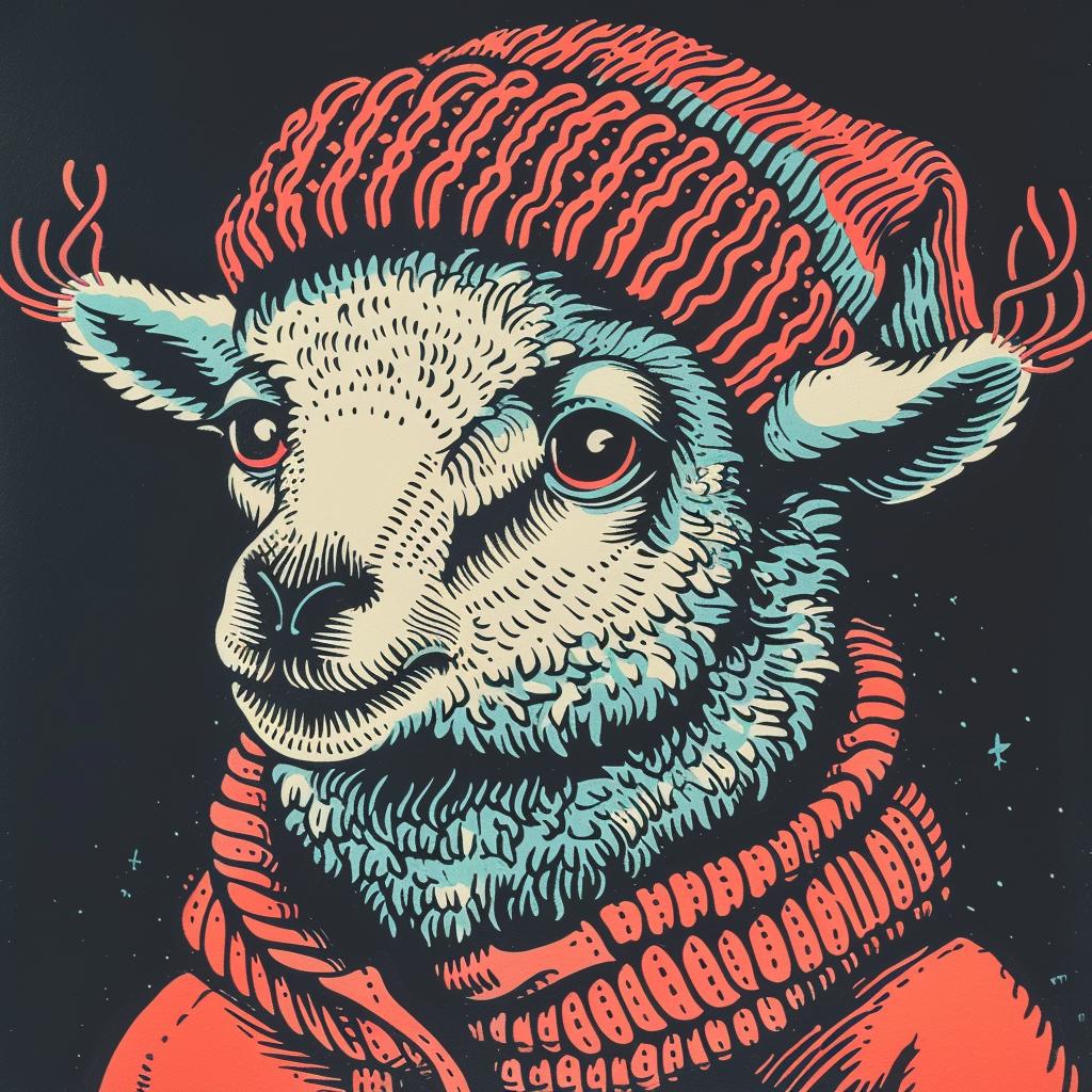 sheep  knit  cap  scarf  naturalistic  spiritual  dark  arts  occult  illustration 924445