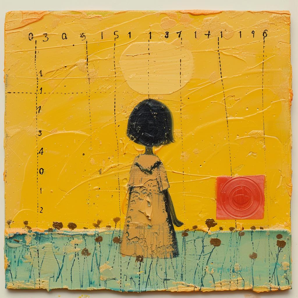 encaustic  paint  girl  field  flowers  texture  palette-knife  impasto  art  landscape 1016444
