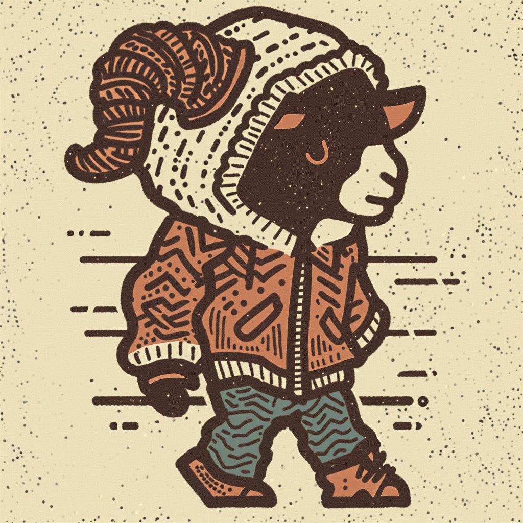 cute  adorable  goat  sweater  jeans  knit  cap  simple  minimal  character 958851