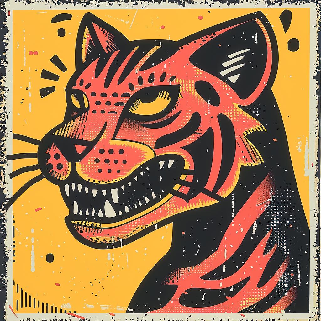 tiger  collage  abstract  expressionism  street  culture  aggressive  anthropomorphic  vintage  designs 950014