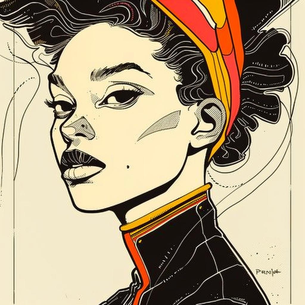 Pop  Art  female  afro  Patrick  Nagel  colorful  portrait  headband  graphic 938162