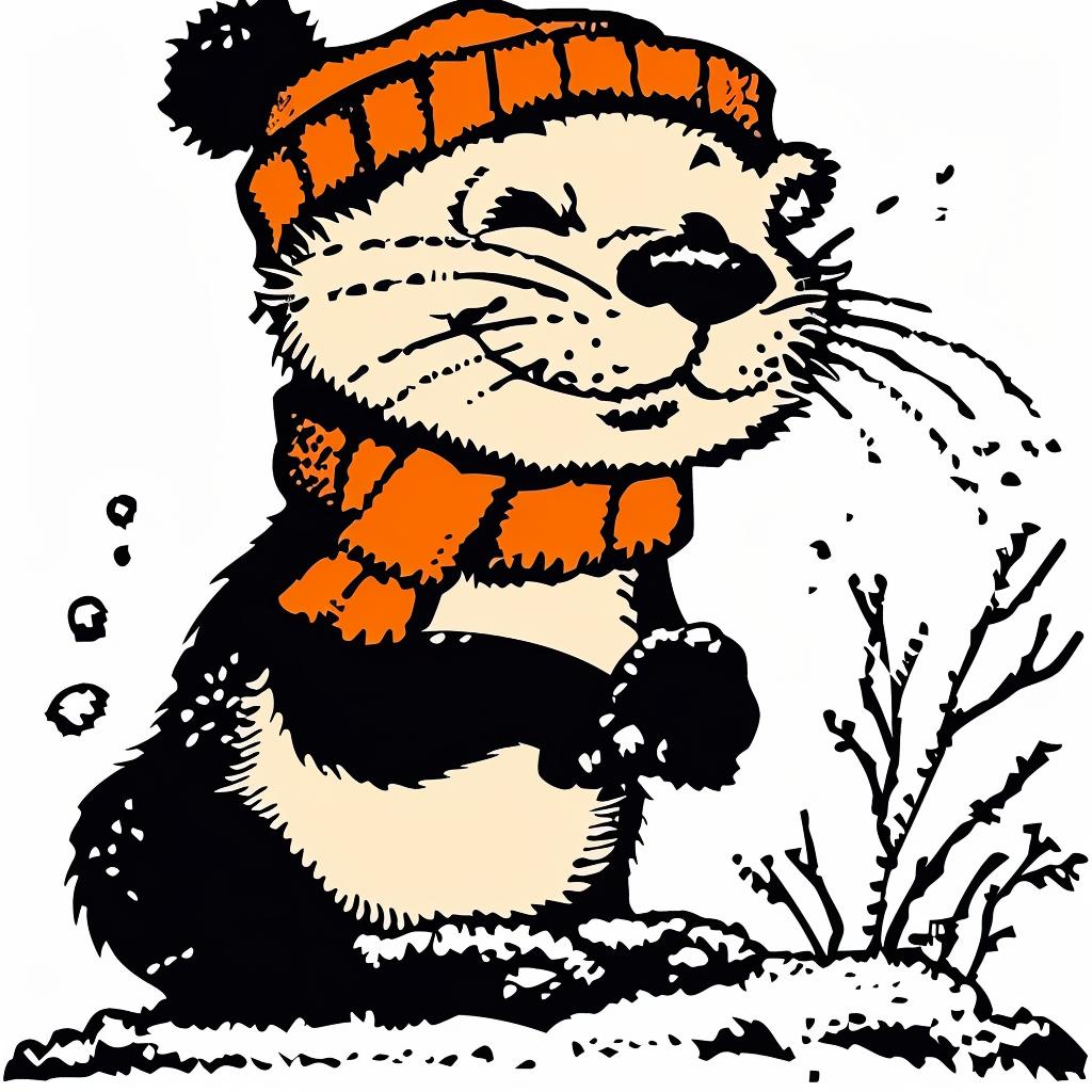 otter  cartoon  scarf  knit  animal  cute  whimsical  cap  illustration  white 942320