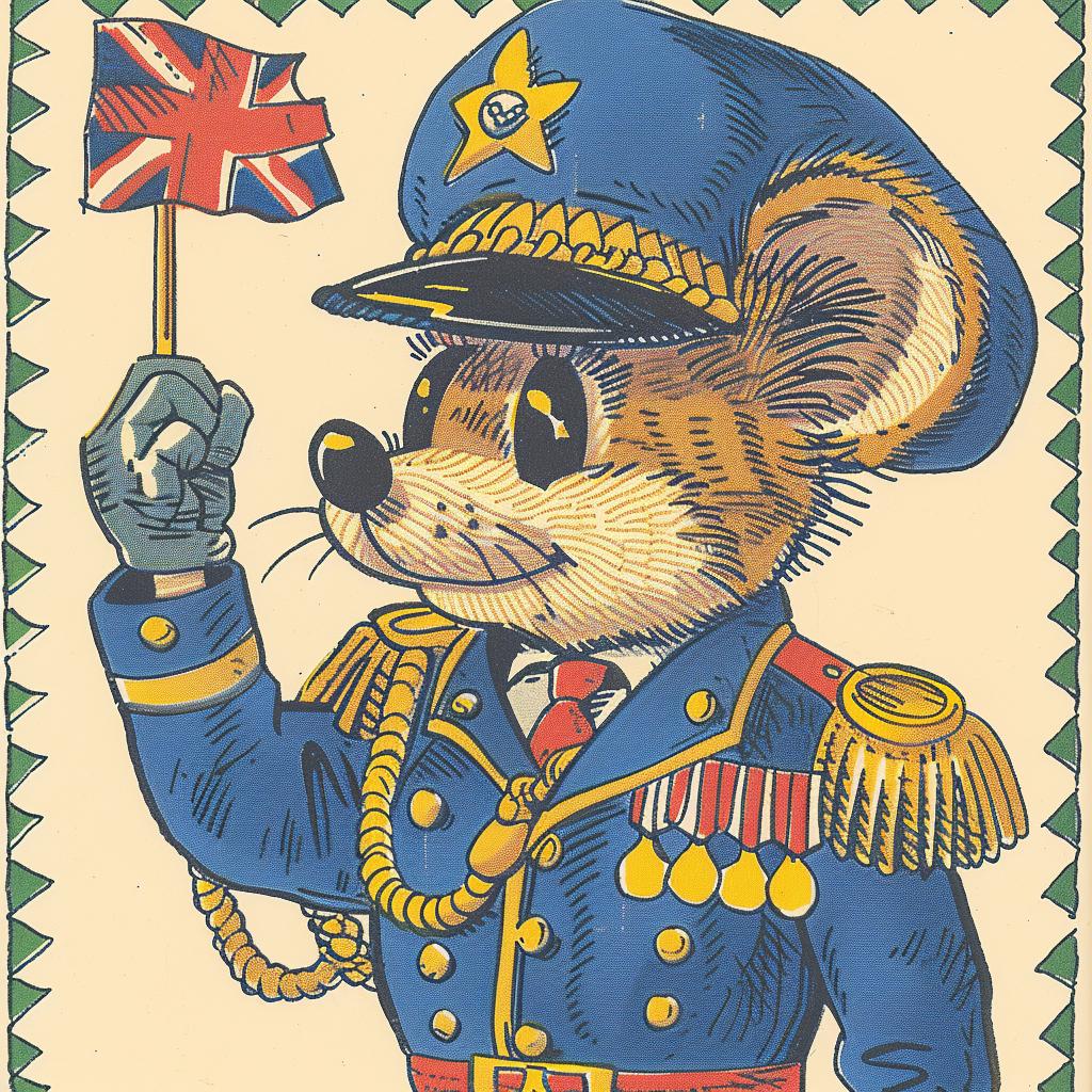 mouse  military  general  happy  uniform  flag  figurine  toy  stylized  cute 962543