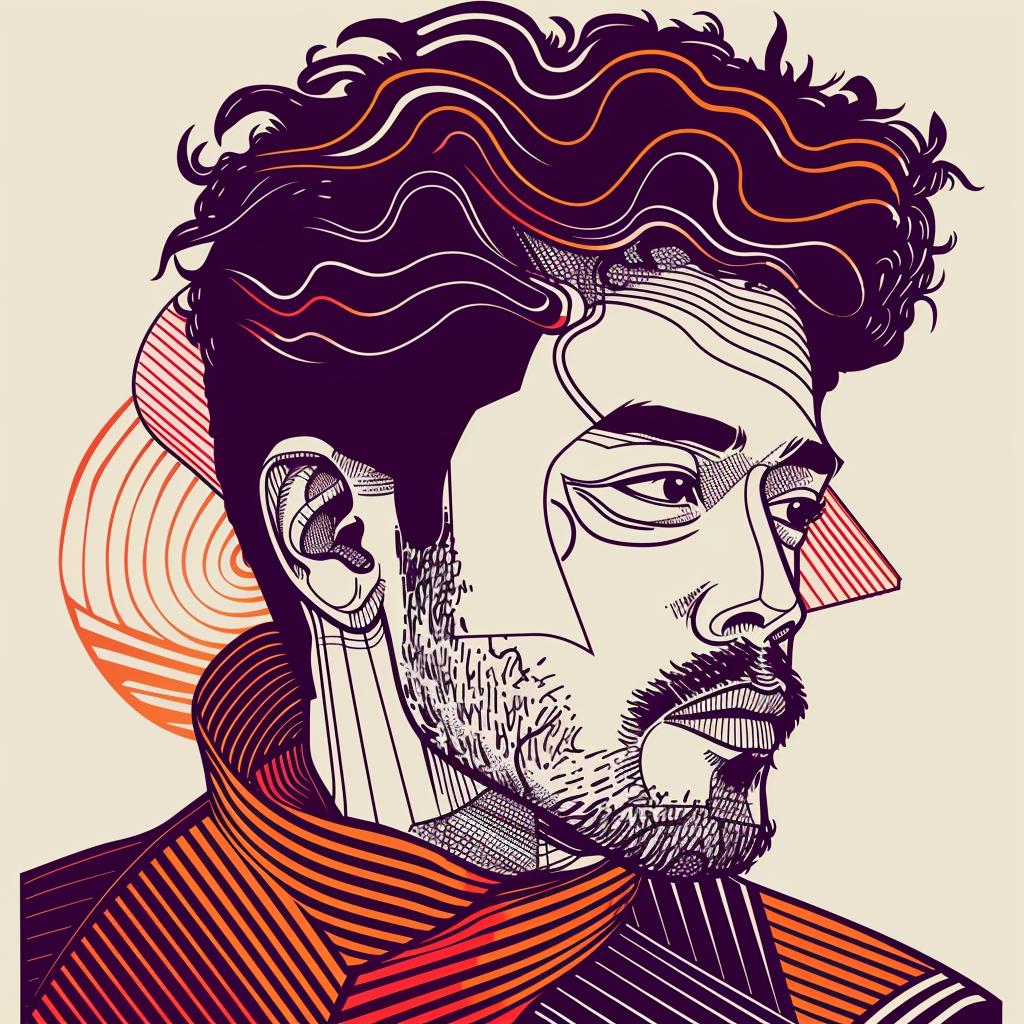Pop  art  Asian-American  man  beard  background  digital  portrait  colorful  modern 937371