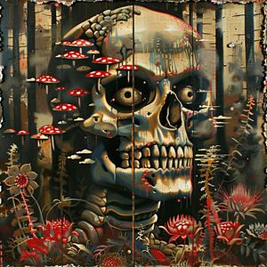 skull  flowers  mushrooms  chromolithography  nature  dark  botanical  stilllife  vivid  gothic 1054007