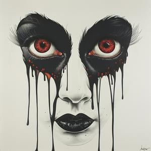 painting  DADA  woman  red  eyes  dripping  makeup  airbrush  artistic  modern 1073043