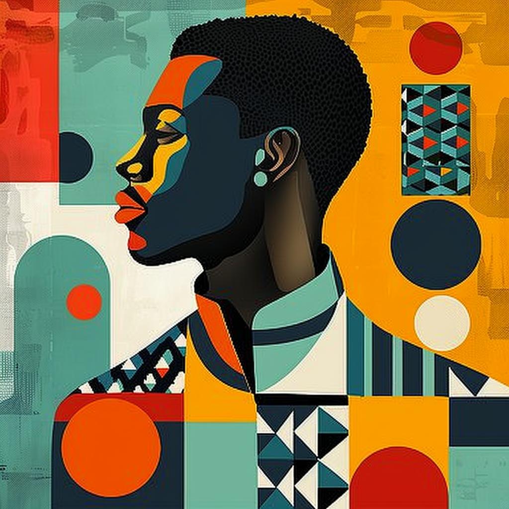 abstract  minimalist  portrait  geometric  elegance  bold  stylish  contrast  colorful  african-american 929262