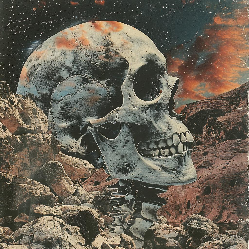 skull  skeleton  collage  rocky  landscape  bones  dark  high-contrast  art  surreal 970895