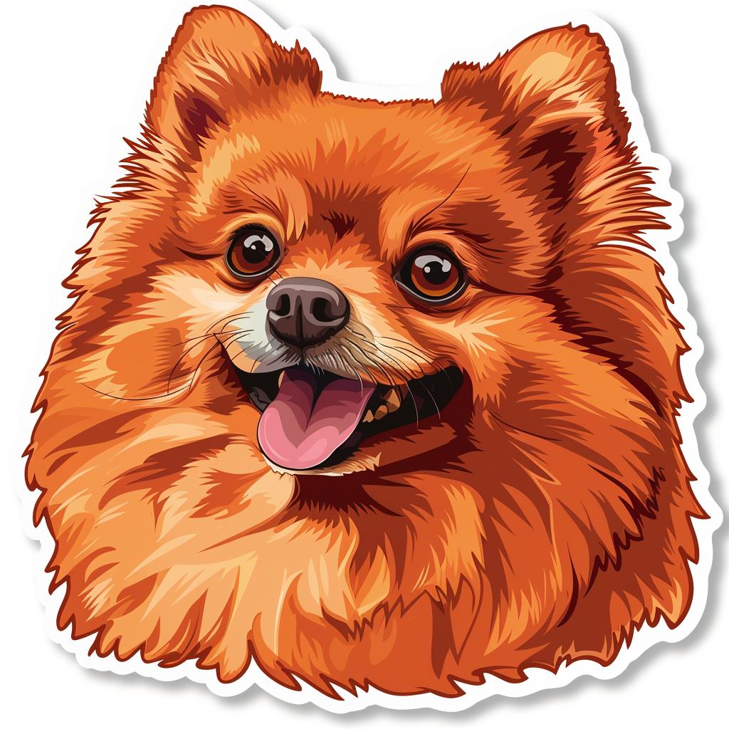 pomeranian  sticker  ecstatic  warm  colors  realistic  3D  vector  detailed  contour 971948
