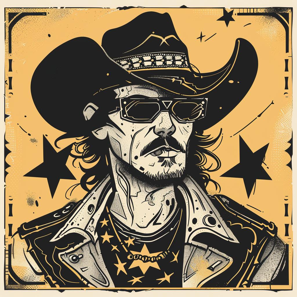 Vector  Cowboy  Sunglasses  Hat  Illustration  Western  Stylized  Character  Art  Design 937888