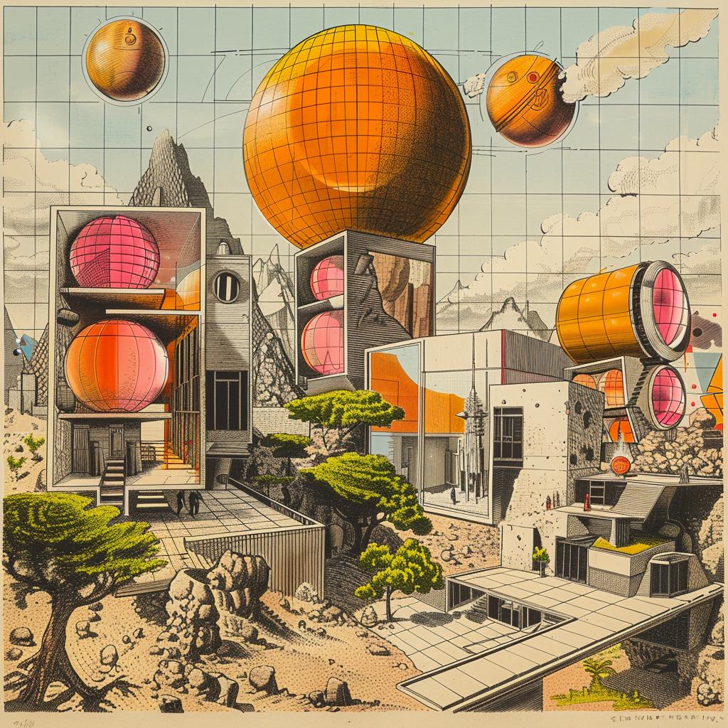 sci-fi  German  1976  city  orange  spheres  vintage  artwork  imagination  futurism 1036215