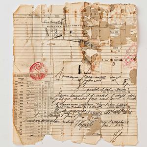 Vintage  Receipt  Black  Ink  Stamp  Official  Document  Aged  Worn  Paper 1075130