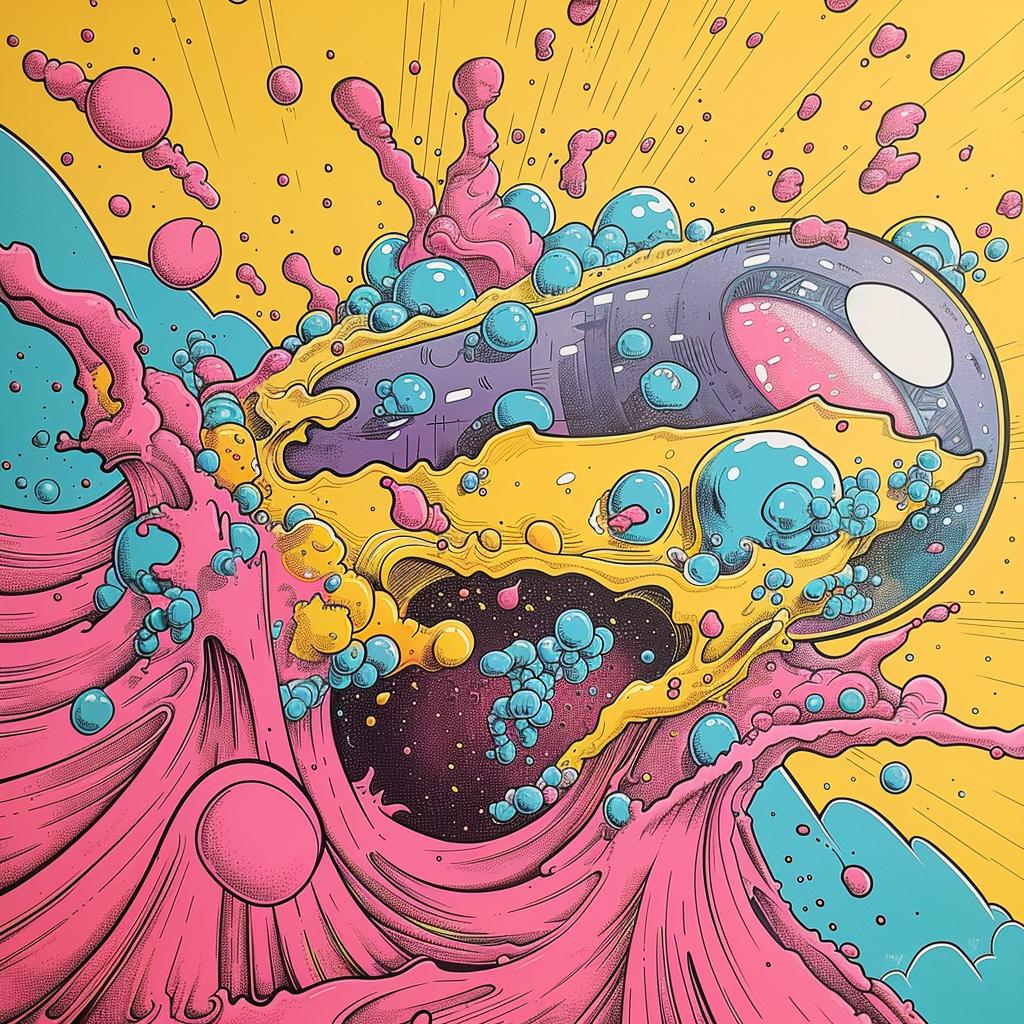 album  cover  flowerpunk  surreal  colorful  fish  bubble  chaos  symbolist  style 925274