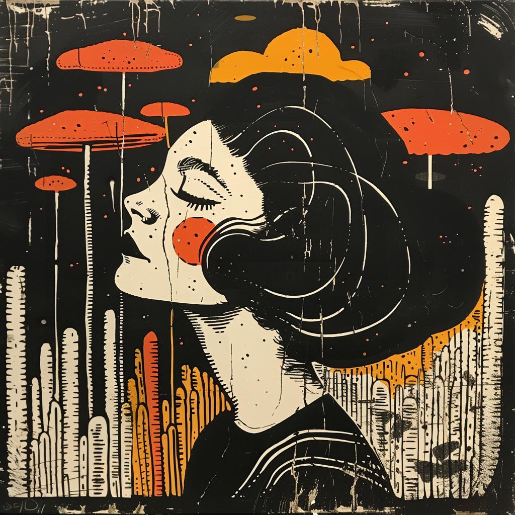 woman  mushroom  cloud  Beatrice  Alemagna  art  background  surreal  painting  colorful 926978