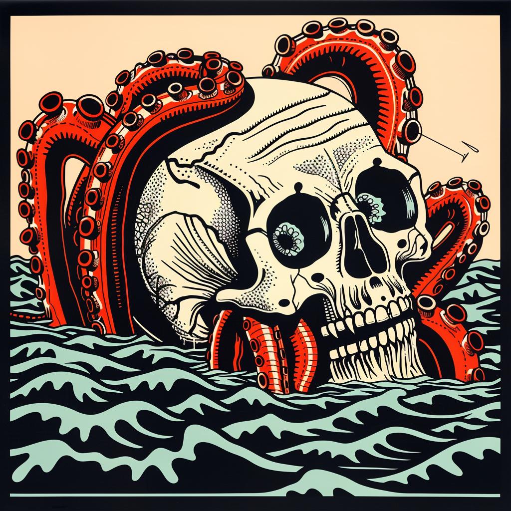 skull  tentacles  ocean  macabre  poster  dark  mysterious  sea  illustration  horror 940047