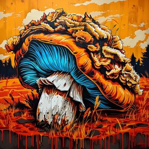 surreal  mushroom  vibrant  abstract  colorful  dreamlike  fantasy  beksinski  magritte  bold 1036701