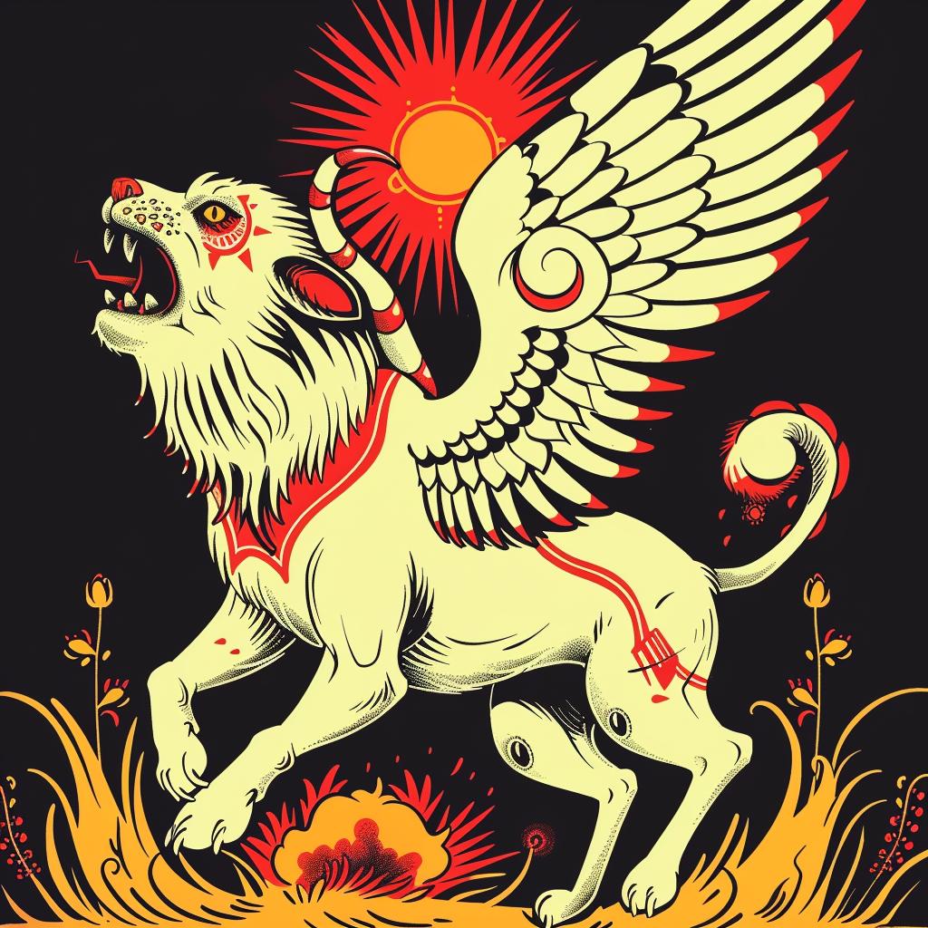 mythical  hybrid  lion  wings  sun  fantasy  creature  golden  glowing  majestic 941268