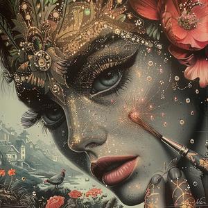woman  flower  face  painting  glitter  brush  artistic  colorful  portrait  creative 1054763