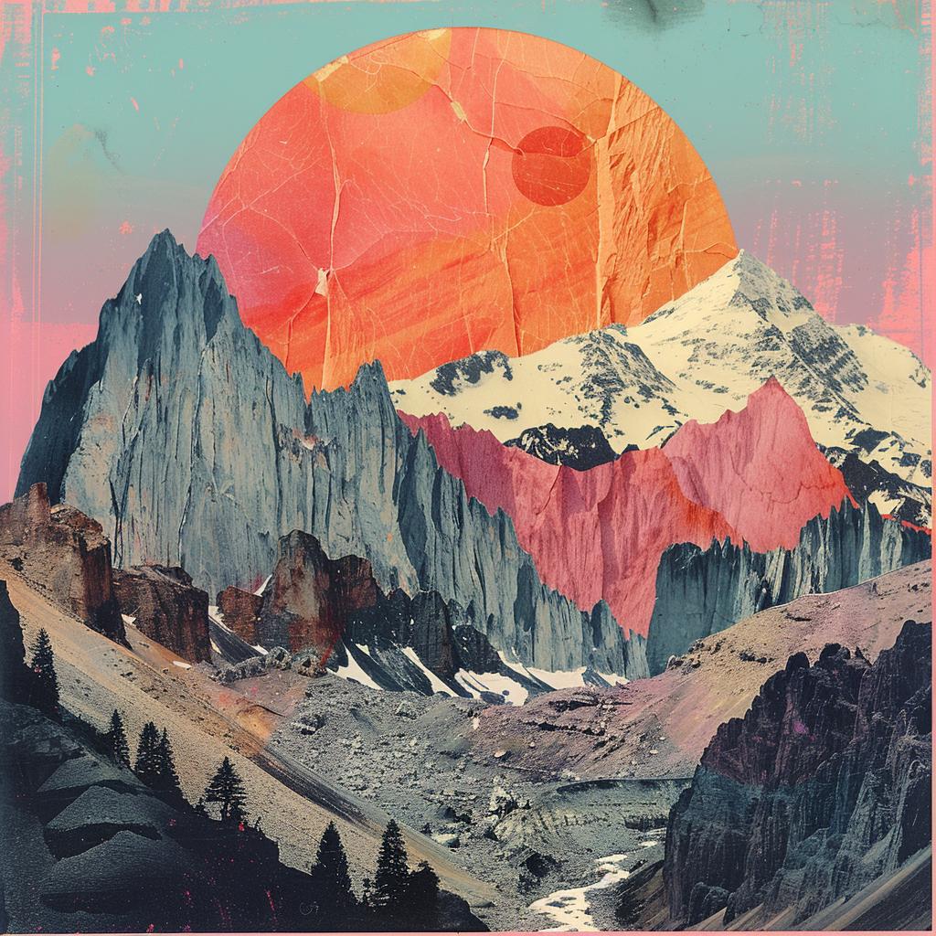 mountains  sunset  collage  handmade  nature  landscape  artistic  visual  modern  colorful 936696
