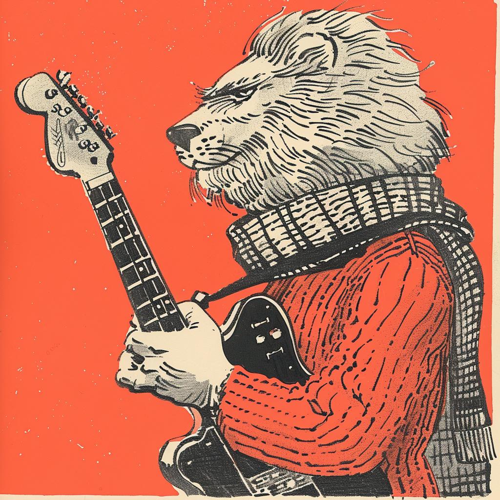 lion  guitar  Moebius  anthropomorphic  cartoon  musician  fender  electric  playful  art 922901