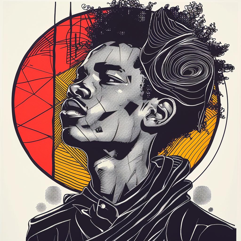 PopArt  afro  man  drawing  white  background  portrait  flower  style  graphic 937935