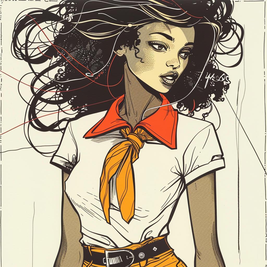 PopArt  woman  african-american  longhair  orange  fashion  stylish  portrait  iconic  colorful 938391