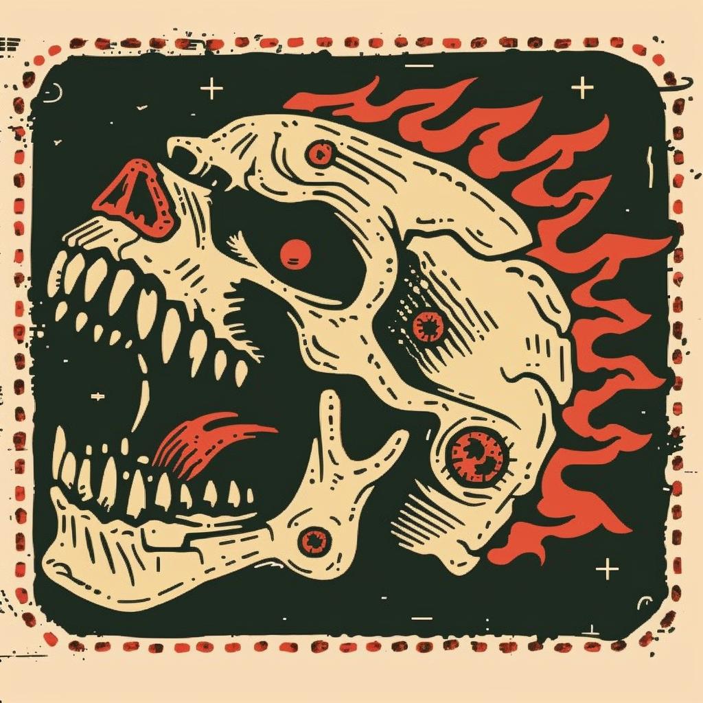 ملصق فرقة Emek Skull Flames تصميم فني موسيقي جرافيكي داكن 931764