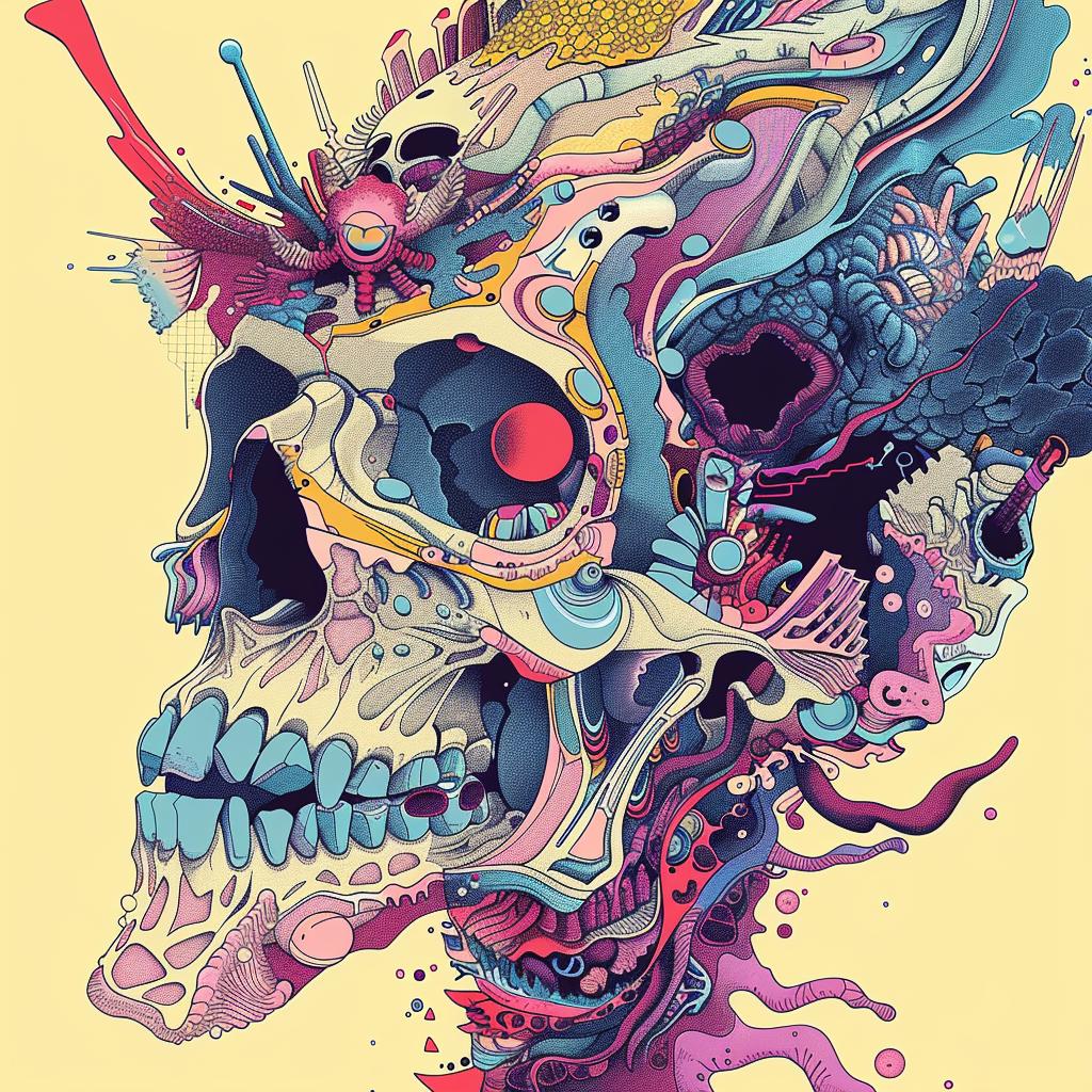 surreal  album  cover  hyper-realistic  screenprinting  chromoluminosity  axonometric  cyborg  Nychos  minimal 961658