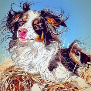 dog  border  collie  drawing  hay  animal  art  stylized  portrait  nature 1072065