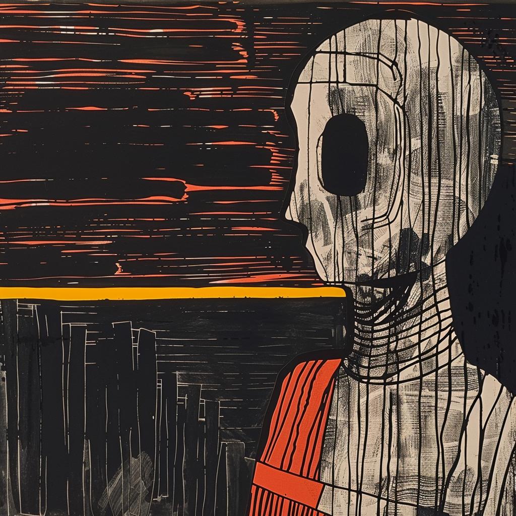 painting  skeleton  scarf  art  Ralph  McQuarrie  colorful  abstract  figurative  surreal 933851