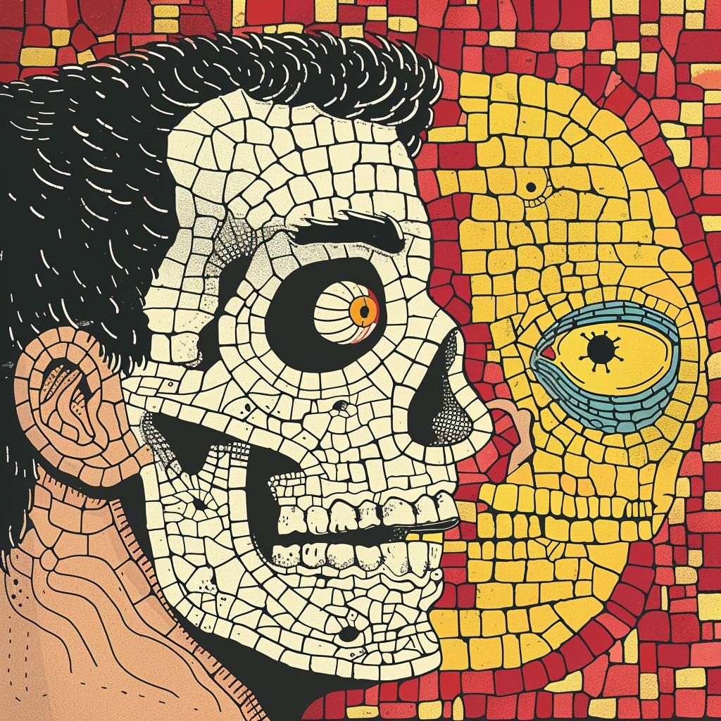 surreal  album  cover  mosaic  skull  deathmetal  colorful  Joan  Cornella  creative 977072