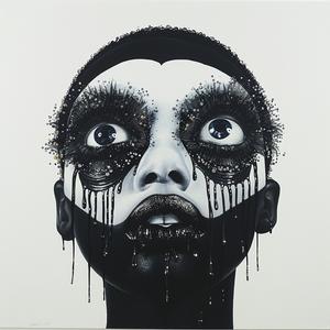 woman  glitter  black  makeup  artistic  portrait  stylized  expression  bold  minimal 1073389