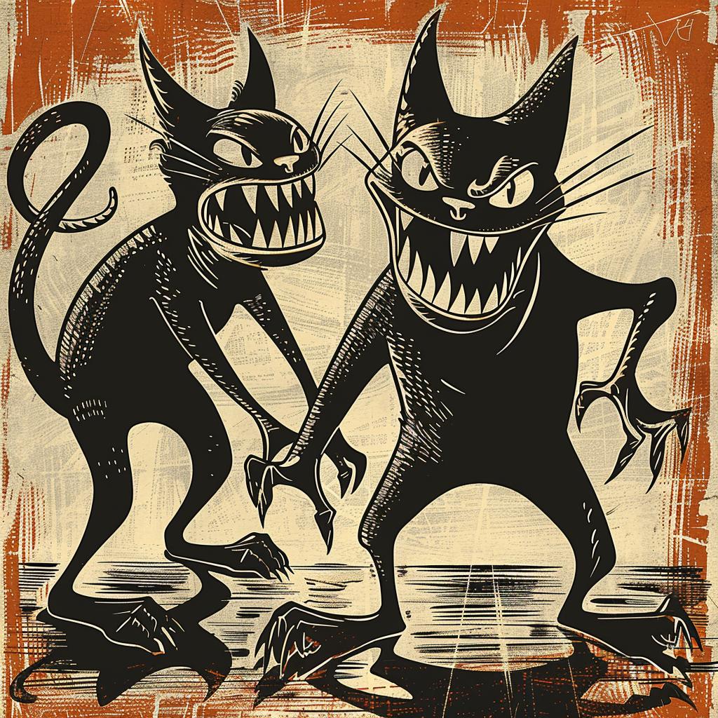 McFarlane  cats  creature  fangs  artwork  illustration  black  bold  playful  abstract 929205