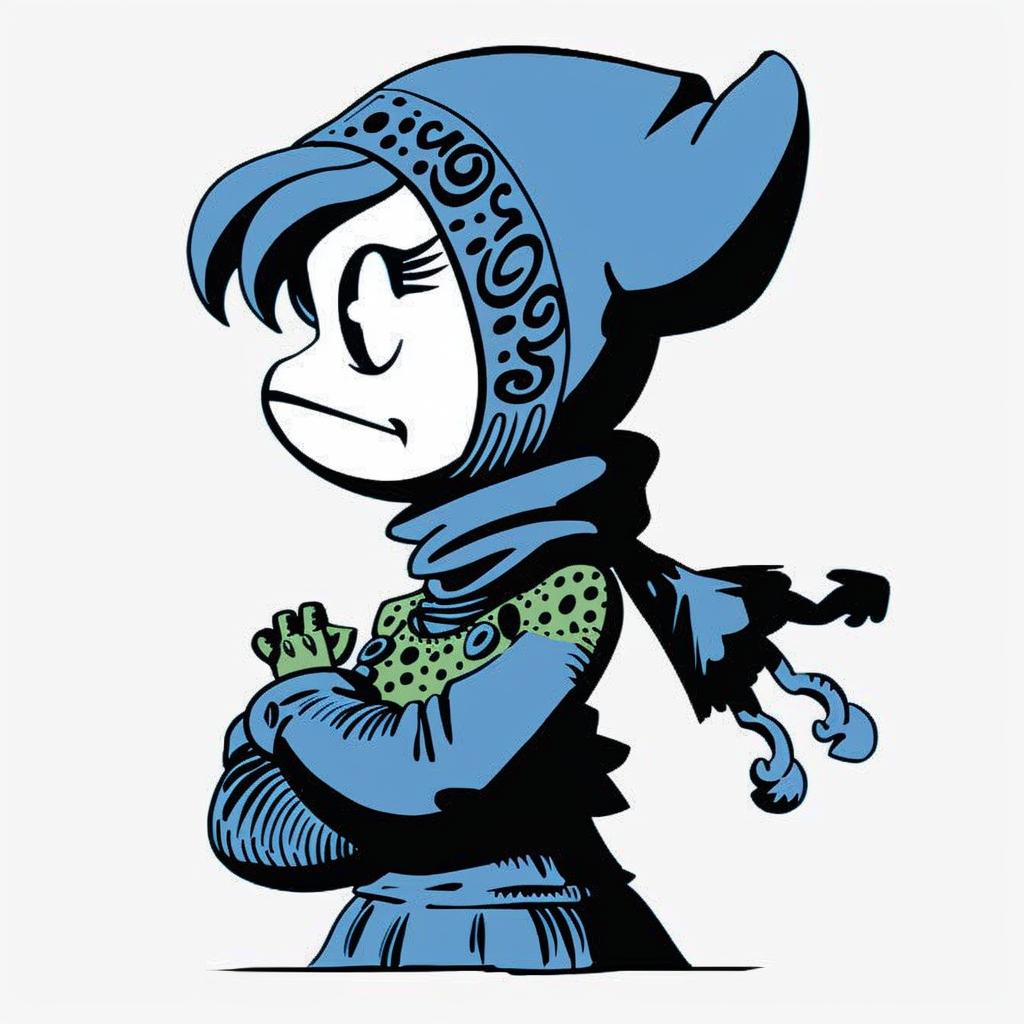 cartoon  character  hat  scarf  playful  stylized  blue  vibrant  fun  animated 1027725