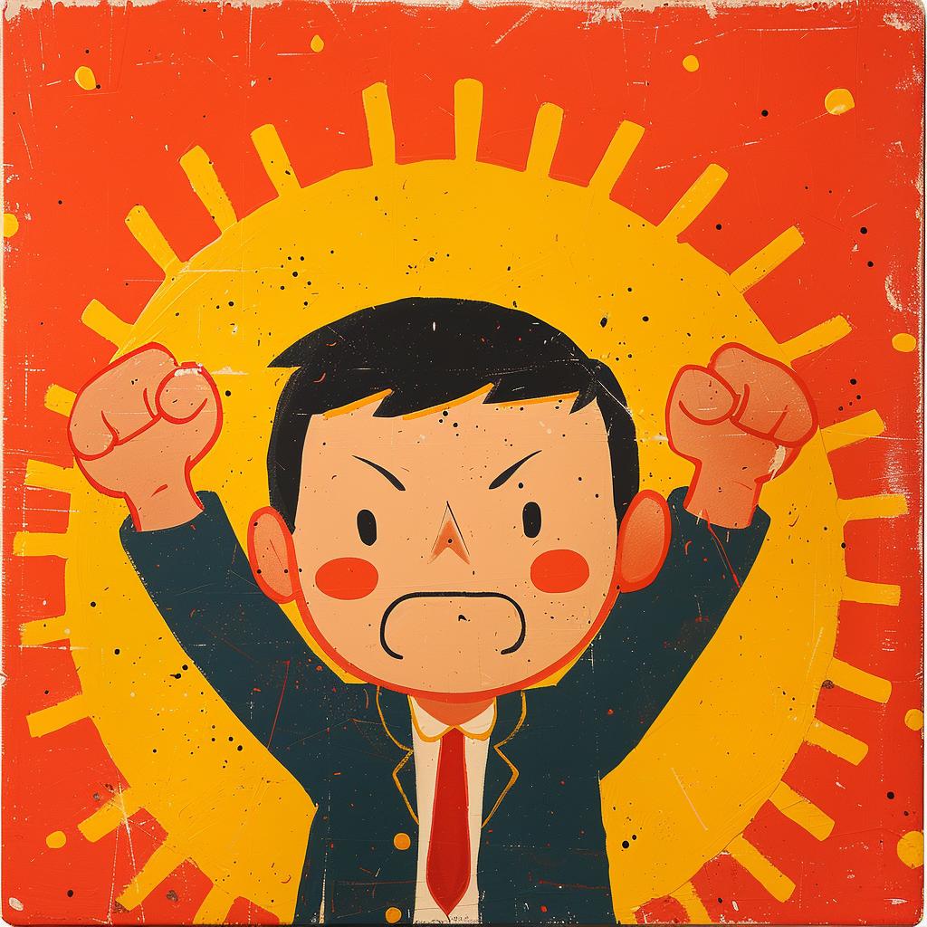 surreal  album  cover  fight  power  Cornella  cartoon  character  fist  raised 1017843