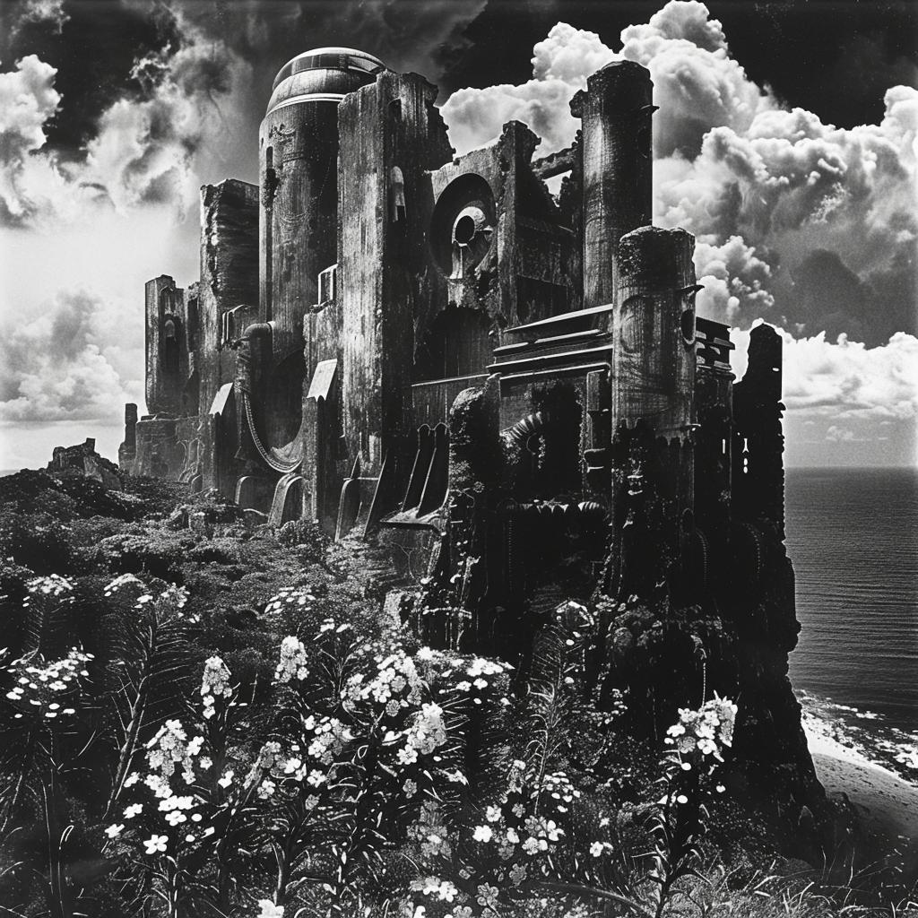 castle  hill  photograph  blackwhite  fortress  Giger  ocean  cannons  landscape  structure 1036404