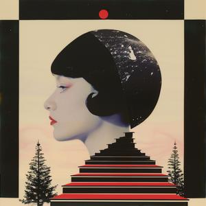 woman  hat  red  black  hair  surreal  album  cover  Risograph  symbolist 1077725