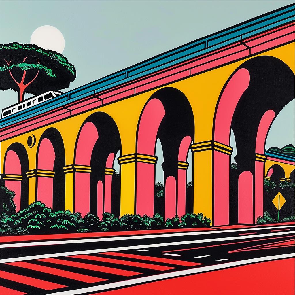 bridge  arches  trees  painting  urban  architecture  nature  landscape  colorful  abstract 1022242