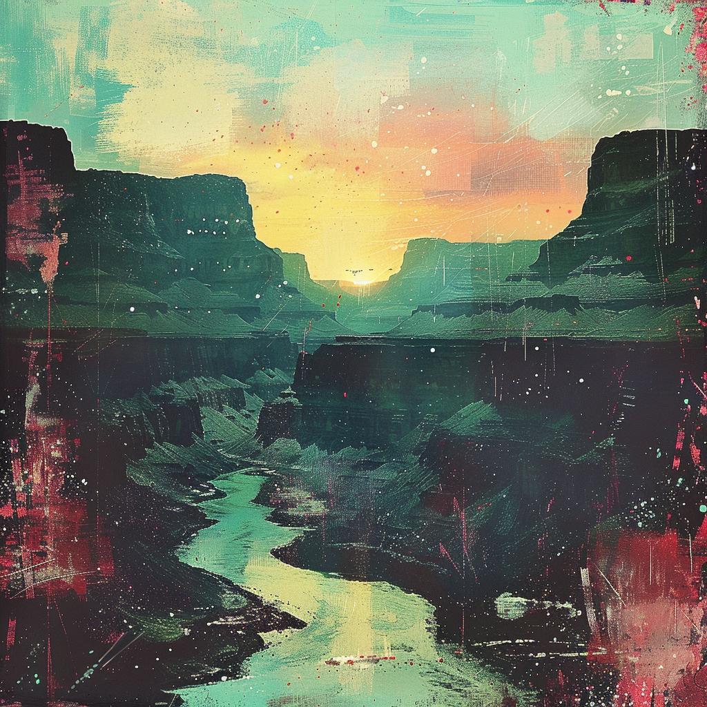 landscape  painting  river  mountains  sunset  colors  nature  art  view  scenic 1027439