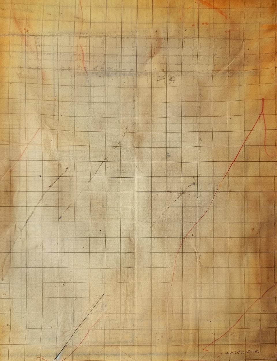 رسم بياني بخطوط حمراء عتيقة، فنلندا ١٨٥٥، ورق ممزق، شريط قديم رقم ٩٦١٩٠٩