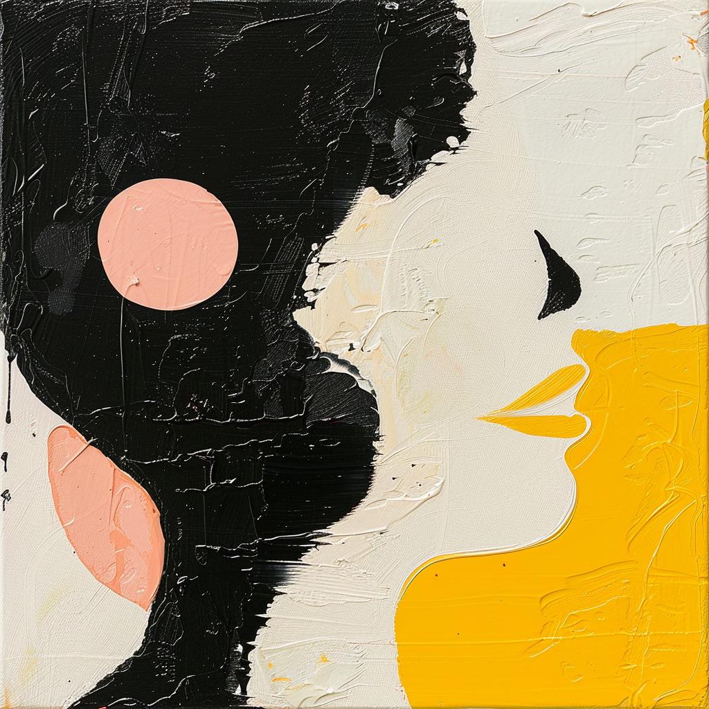 album  cover  portrait  woman  yellow  black  impasto  palette  knife  1980s 963566
