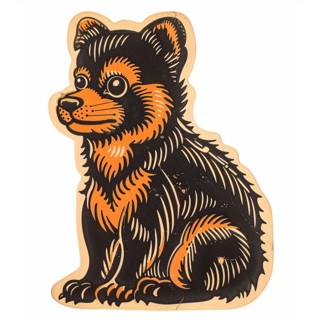bear  Pomeranian  wooden  sticker  black  orange  cartoon  pet  cute  icon 942597