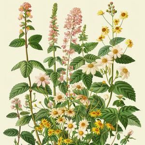 wildflowers  plants  illustration  vintage  anatomy  pink  green  nature  details  foliage 1040647