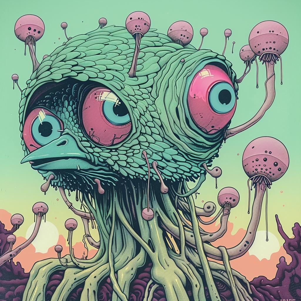 alien  cartoonish  tentacles  big  eyes  whimsical  surreal  imaginative  science-fiction  playful 923663