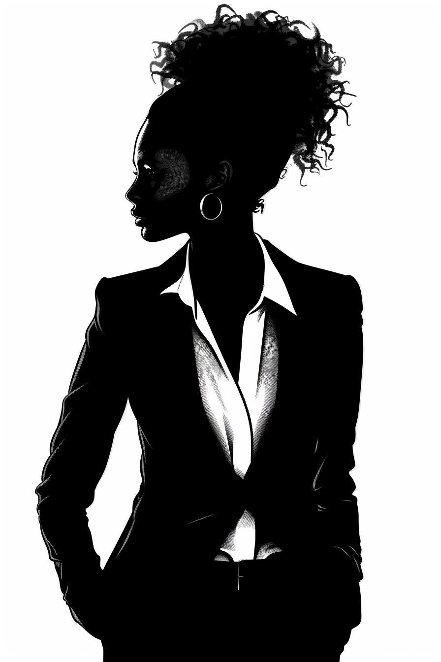 woman  business  attire  African-American  silhouette  white  background  vector  afro  SVG 954310