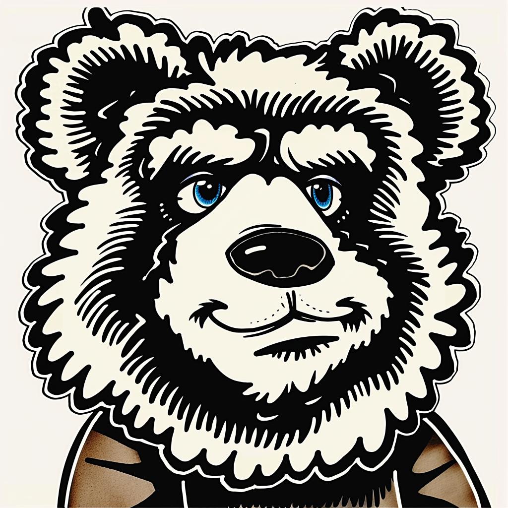 bear  blue  eyes  black  white  design  graphic  stylized  animal  artwork 962398