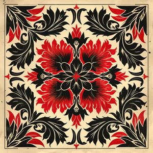 vintage  floral  red  black  pattern  elegant  ornate  stylized  design  graphic 1078940