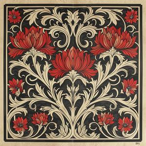 floral  pattern  black  red  bold  graphical  vibrant  styled  design  art 1078933