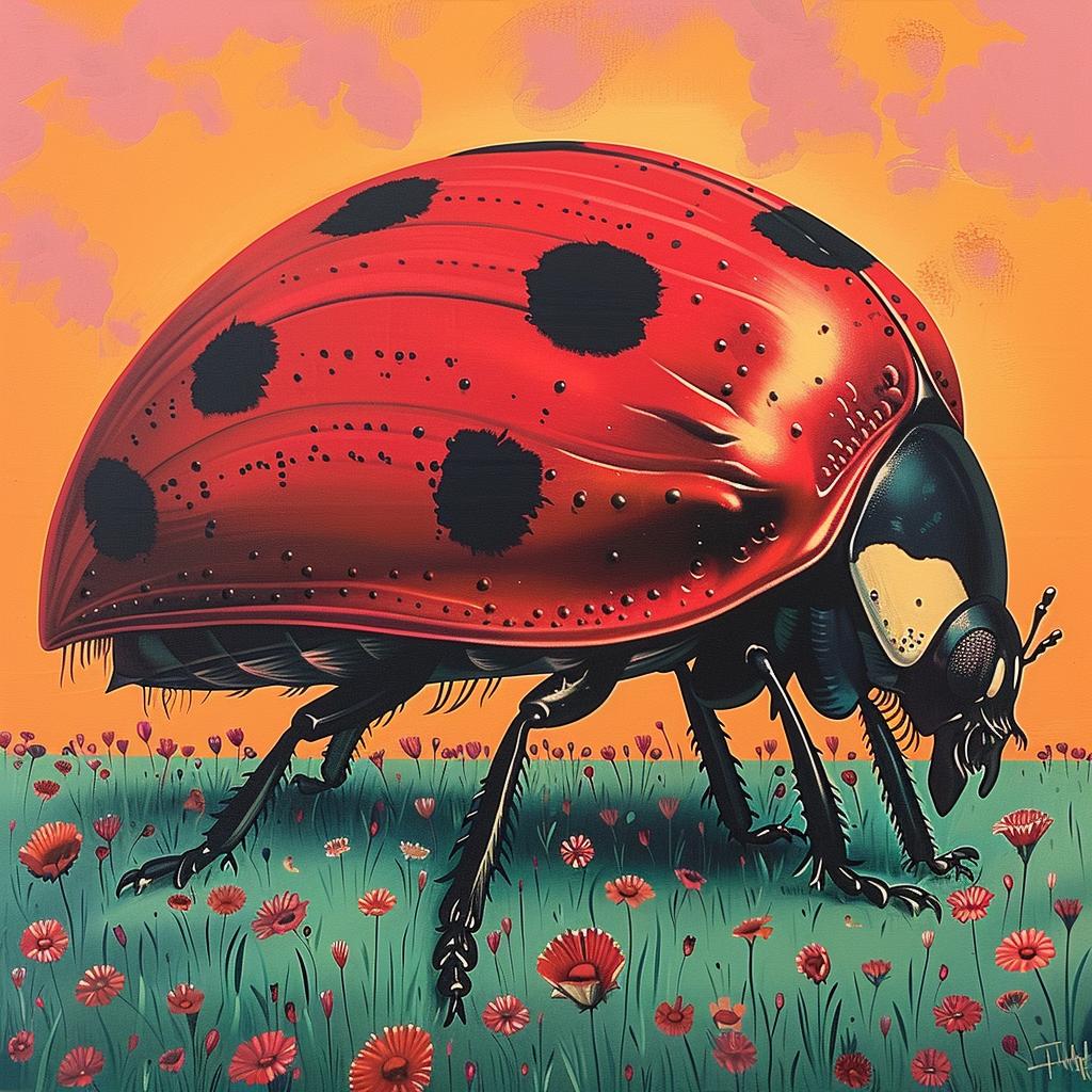 ladybug  poppies  nature  vibrant  colorful  painting  flora  entomology  botanical  realistic 1016611