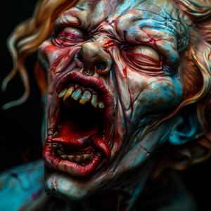 زومبي عن قرب، دم، رعب، مرعب، مخيف، بشع، رسم توضيحي، رسومي، مظلم 1036820